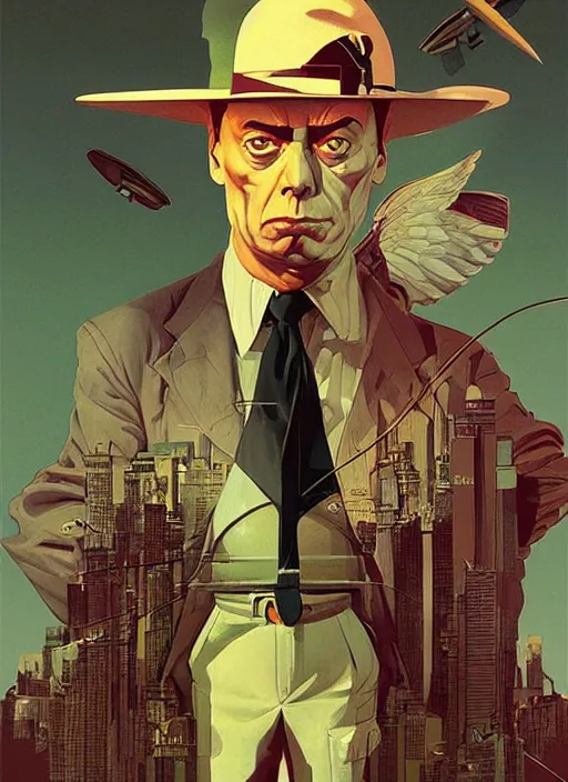 Prompt: poster artwork by Michael Whelan and Tomer Hanuka, Karol Bak Major Buster Keaton, angels, clean