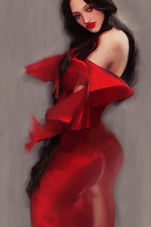 Prompt: Full body Portrait of young, beautiful kat dennings, red dress, full of details, dslr camera quality, photorealistic, concept art, smooth, by Ina Wong and wlop ，trending on cgsociety and artstation，8kHDR，light effect