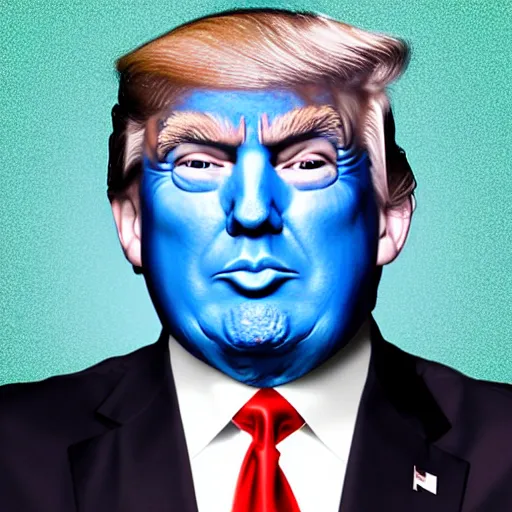 Image similar to trump as a smurf