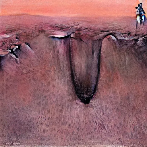 Prompt: Zdzisław Beksiński painting of The Last Redoubt