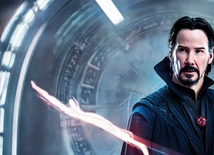 Image similar to movie still of keanu reeves as doctor strange