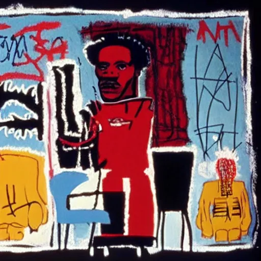 Image similar to film still from coming to america by basquiat