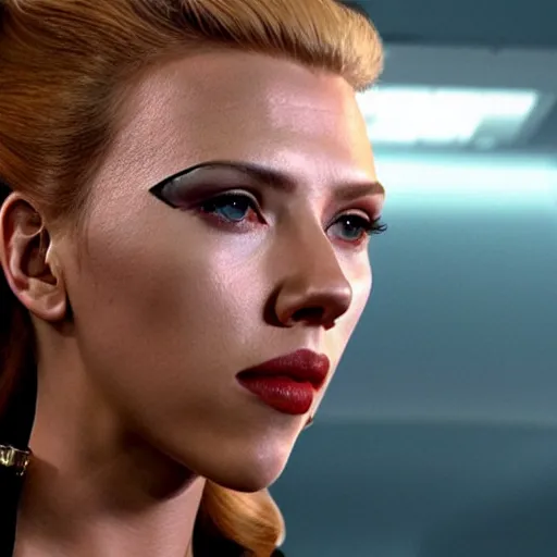 Image similar to highly detailed photo of scarlett johansson as a borg from star trek, movie still