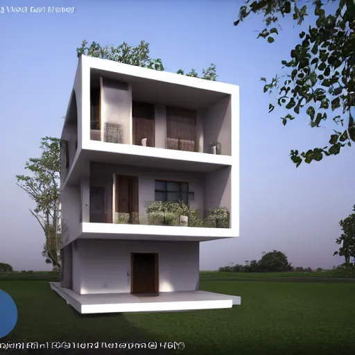 Image similar to low - cost housing designed by architect b v doshi ; contemporary indian stunning architectural photography from magazine ; wide angle view 1 4 mm lens f 2 2 ; evermotion archexterior, v - ray + unreal engine + real life natural photo + daz studio iray + highly detailed 8 k textures + hdr lighting, ray traced, v - ray, vue render, artstation