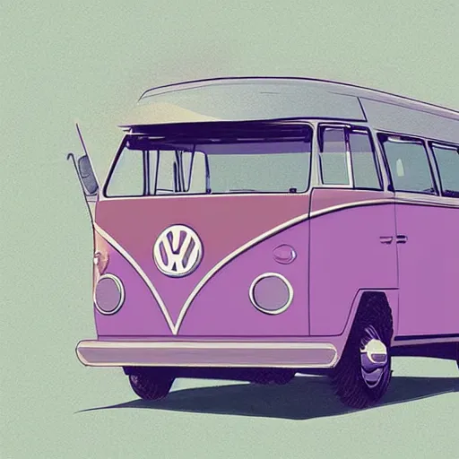 Image similar to illustration of an old van volkswagen, may 6 8, pastel colors, cool, hippie by studio muti