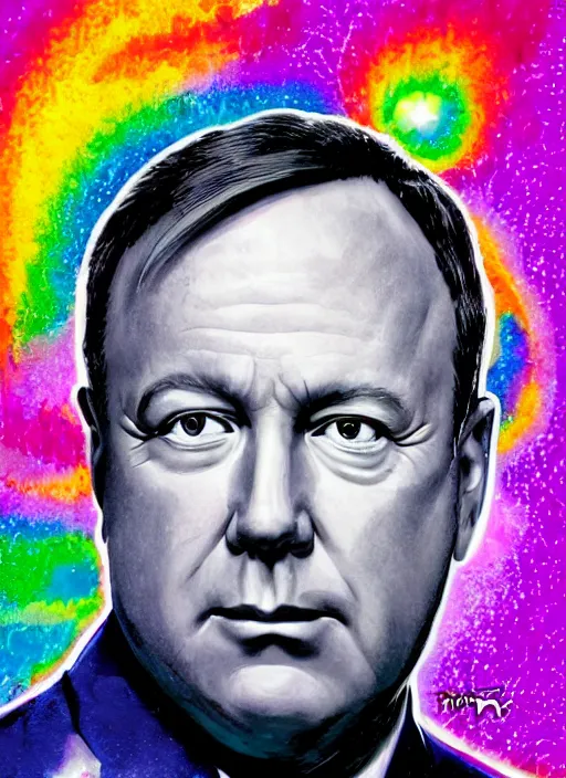 Image similar to alex jones by lisa frank and Zbigniew Brzezinski