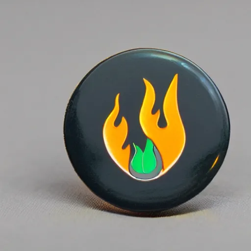 Image similar to a photo of a retro 1 9 6 0 s minimalistic clean fire flames warning label hard enamel pin, studio lighting, behance