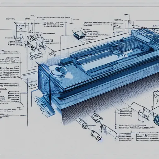 Image similar to blueprint for a perpetuum mobile device, hyper realistic