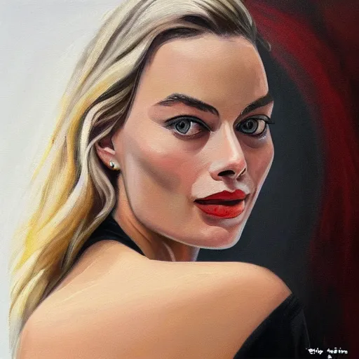 Image similar to margot robbie, oil painting, renascentist