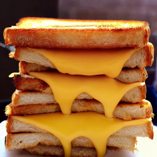 Image similar to a creature completely made of grilled cheese