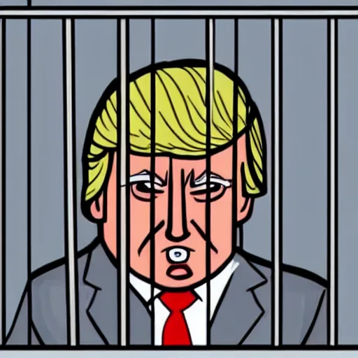 Image similar to donald trump behind bars crying