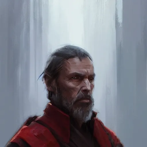 Image similar to portrait of a man by greg rutkowski, royalti jedi knigh, short black hair, star wars expanded universe, he is about 5 0 years old, elegant, prideful, wearing red jedi armor, highly detailed portrait, digital painting, artstation, concept art, smooth, sharp foccus ilustration, artstation hq