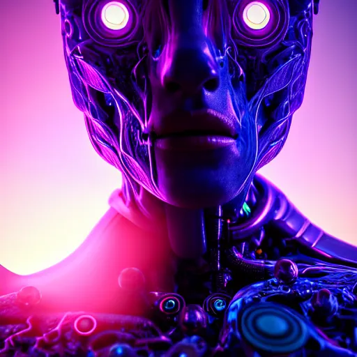 Image similar to psychedelic organic cyborg, realism, extreme detail, real life, key art, soft light, volumetric light, photo by albert aublet