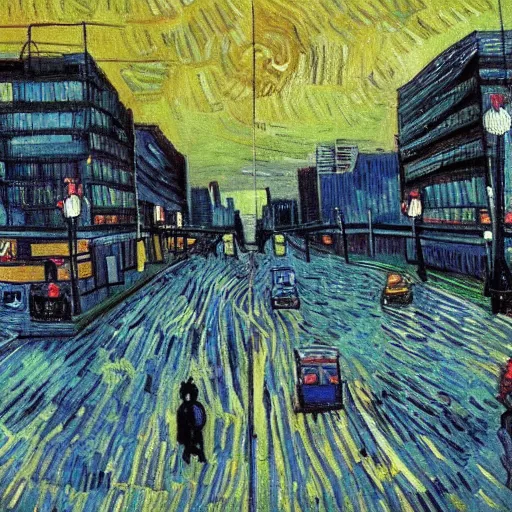 Image similar to avenida paulista painted by van gogh