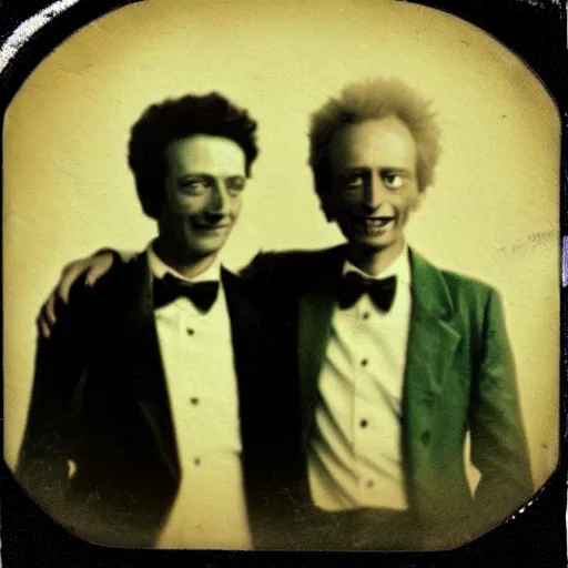 Image similar to tintype photo of “ rick and morty ” old time