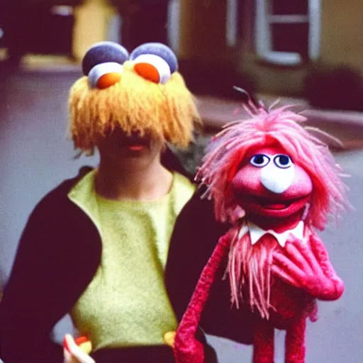 Image similar to photograph of My mom, as a muppet looking, very disappointed in me, as a muppet (1983)