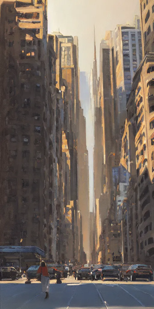 Prompt: city morning ben aronson matte painting