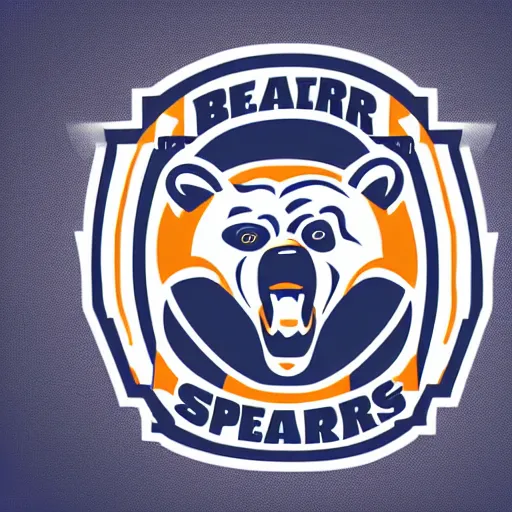 Prompt: A logo for the Bears sports team with a bear mascot grasping a Rugby Union football, vector, graphic design, 3D lettering, NFL, NBA