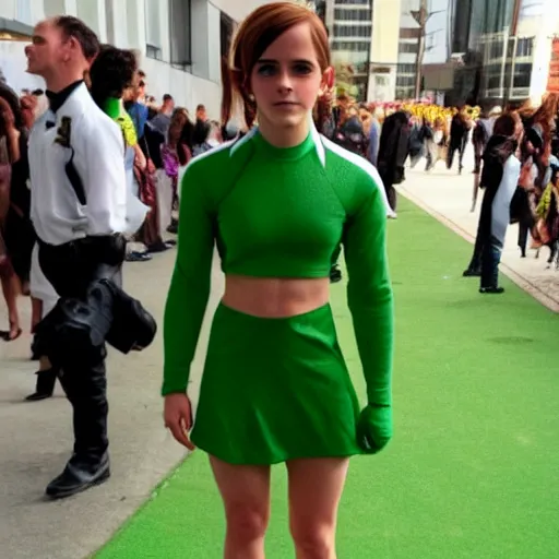 Image similar to emma watson cosplaying as the hulk, emma watson wearing a hulk costume, cosplay award winner