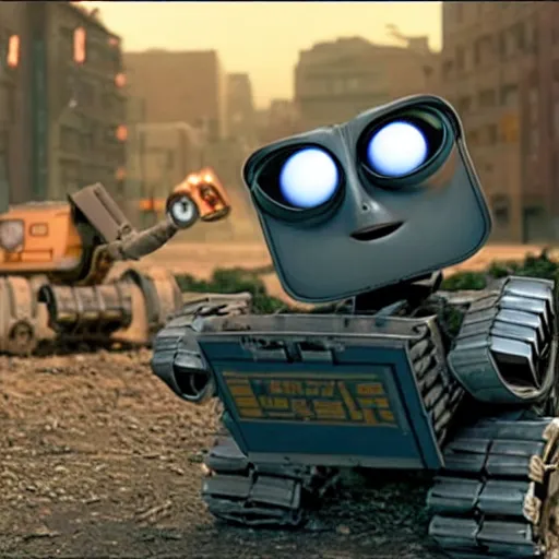 Image similar to wall-e creates the atom bomb