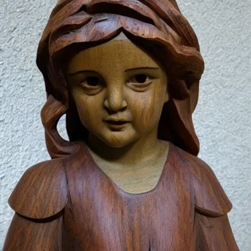 Prompt: angel statue made out of wood, very detailed, realistic,