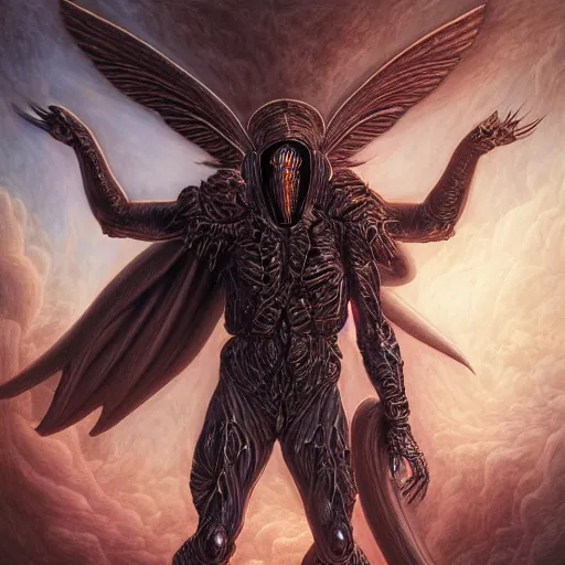 Prompt: photorealistic biblically accurate demonic alien archangel the style of michael whelan and gustave dore. hyperdetailed photorealism, 1 0 8 megapixels, amazing depth, glowing rich colors, powerful imagery, psychedelic overtones, 3 d finalrender, 3 d shading, cinematic lighting, artstation concept art