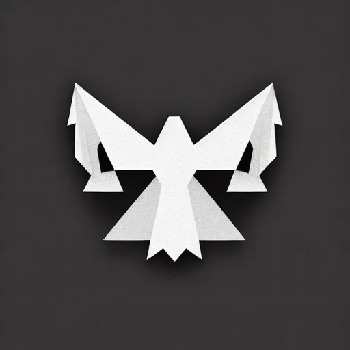 Prompt: 2 dimensional, vector, low poly, white eagle icon, black background, cgsociety
