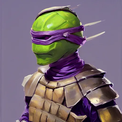 Image similar to greg manchess portrait painting of armored donatello of tmnt as overwatch character, medium shot, asymmetrical, profile picture, organic painting, sunny day, matte painting, bold shapes, hard edges, street art, trending on artstation, by huang guangjian and gil elvgren and sachin teng