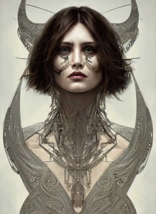 Image similar to symmetry!! johnny depp, machine parts embedded into face, intricate, elegant, highly detailed, digital painting, artstation, concept art, smooth, sharp focus, illustration, art by artgerm and greg rutkowski and alphonse mucha, 8 k