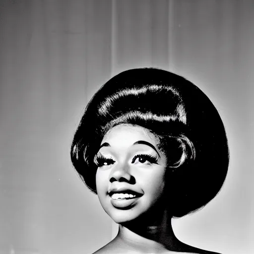 Image similar to black and white photo of a beautiful and elegant 1 9 6 5 young black actress