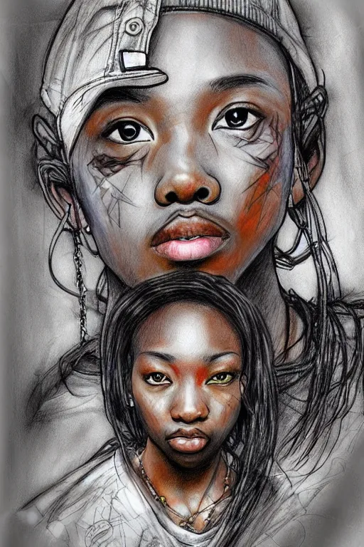 Prompt: hip hop not dead just life in underground, high definition, 8 0 m. m lens, realistic, sketch and art by jacqueline e, mongezi ncaphayi, color by bo feng lin, trending deviantart