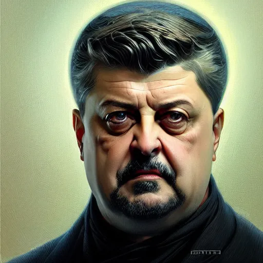 Image similar to symmetry!! intense portrait of petro poroshenko without beard and mustache, saint, intricate, elegant, highly detailed, my rendition, digital painting, artstation, concept art, smooth, sharp focus, illustration, art by artgerm and greg rutkowski and alphonse mucha