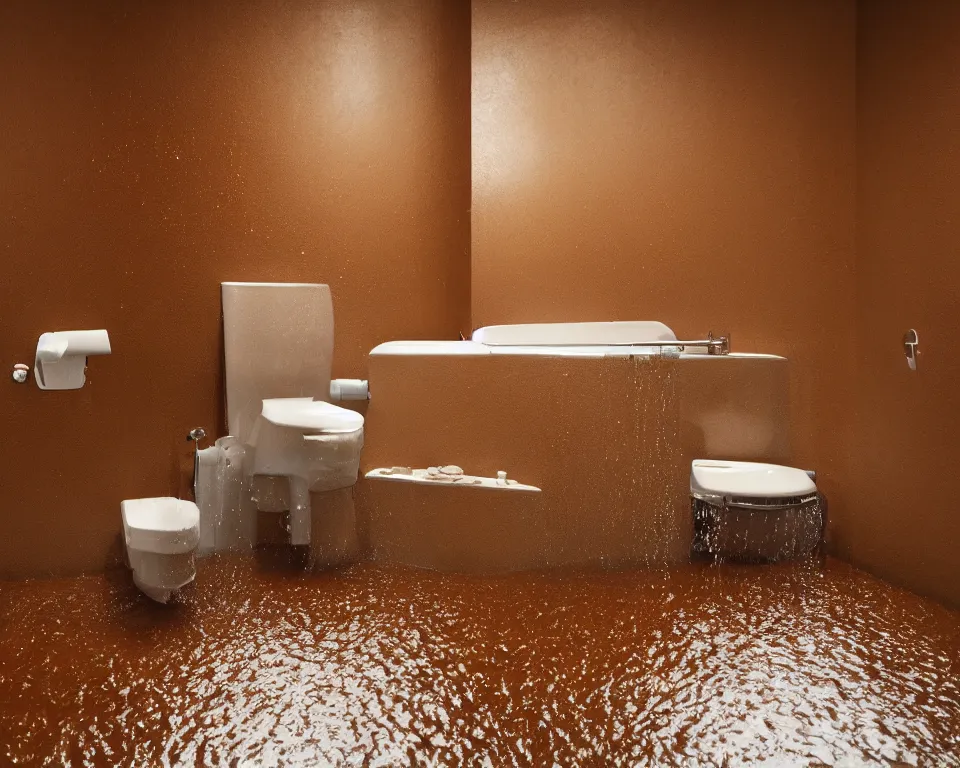 Image similar to flooded bathroom with brown water