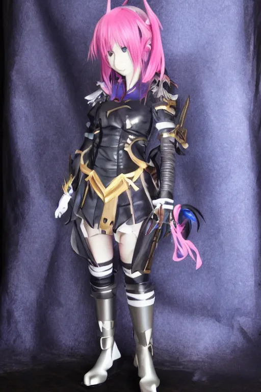 Image similar to a anime fantasy character wearing a diy costume made from transparent plastic, final fantasy, oil painting