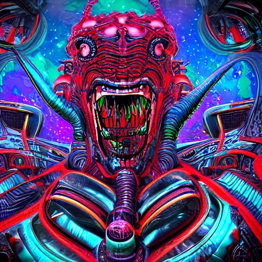 Prompt: hyper-maximalist overdetailed comic monster by beastwreckstuff and jimbo phillips. Cosmic horror infused retrofuturist style. Rendered by binx.ly in discodiffusion. Render by machine.delusions. Sharp focus.