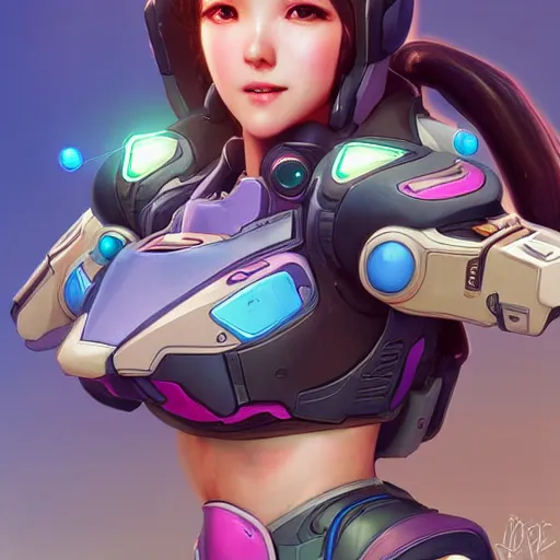 Prompt: d. va from overwatch, character portrait, close up, concept art, intricate details, highly detailed photorealistic in the style of marco plouffe ( keos masons ), joel torres, seseon yoon, artgerm and warren louw