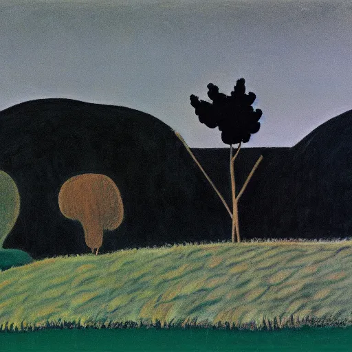 Prompt: A Landscape by Charles Addams and Milton Avery