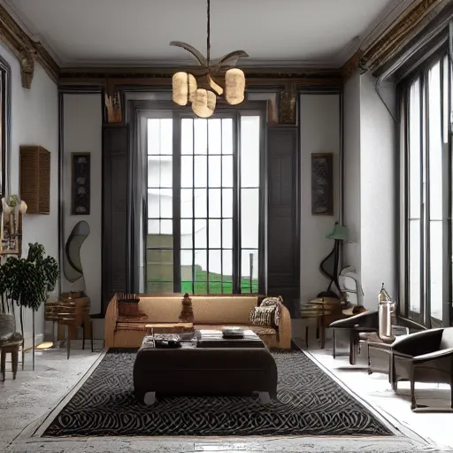 1 9 2 0 interior design style, hyper realistic, octane | Stable ...
