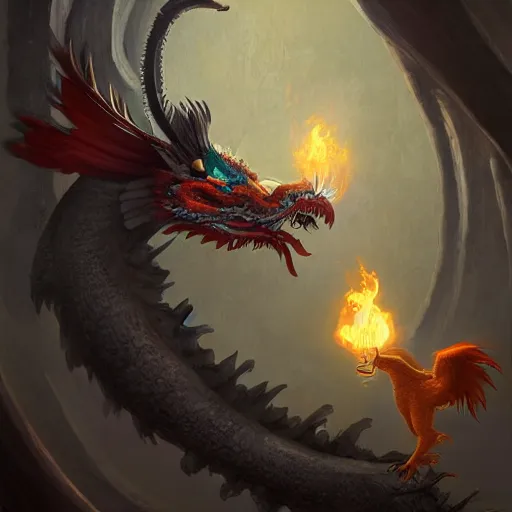 Prompt: brother grimms fairytale chinese dragon and phoenix digital art, irina french, heraldo ortega, mandy jurgens trending on artstation 8 k 1 5 0 mpx