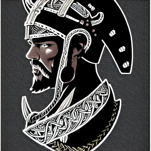 Image similar to silhouette of a Viking warrior illustration, vector art style, medium shot, intricate, elegant, highly detailed, digital art, ffffound, art by JC Leyendecker and sachin teng