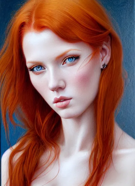 Image similar to portrait photo of a gorgeous young redhead woman with intricate eyes drawn by Emilio villalba and adrian gottlieb, in the style of stefan kostic, realistic, sharp focus, 8k high definition, insanely detailed, intricate, elegant, art by stanley lau and artgerm