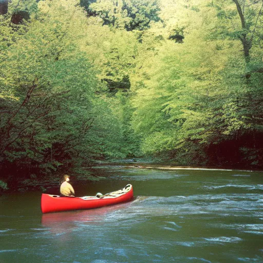 Image similar to cahaba river alabama, canoe in foreground, kodak ektachrome e 1 0 0,