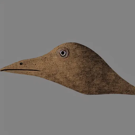 Prompt: a bird head fossil