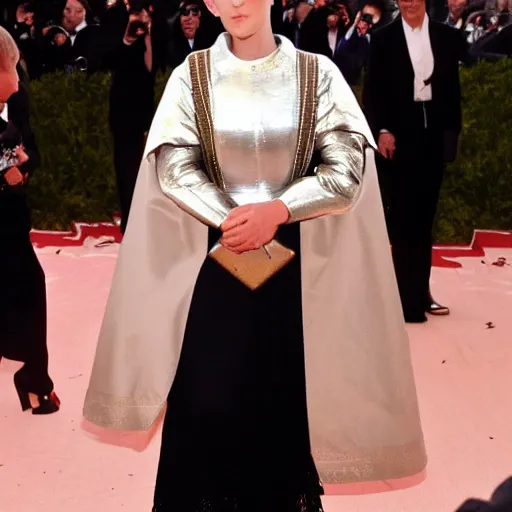 Image similar to photo of joan of arc at the met gala