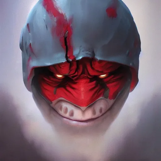 Image similar to 4k headshot of Spawn from Macfarlane comics , killing with green fire by Craig Mullins, ilya kuvshinov, krenz cushart, epic , artgerm trending on artstation by Edward Hopper and Dan Mumford and WLOP and Rutkovsky, beksinski carl spitzweg moebius and tuomas kocar, intricate artwork by caravaggio, Unreal Engine 5, Lumen, Nanite , 4K headshot of godlike clown with defined arms and open hands and bloody clothes with giant mandala wings , intricate face , flawless anime cel animation by Kentaro Miura, psychedelic , highly detailed upper body , professionally post-processed , beautiful, scary, symmetry accurate features, epic, octane rendered, anime masterpiece, accurate