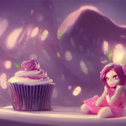 Image similar to cupcake, matte painting by ross tran, artstation