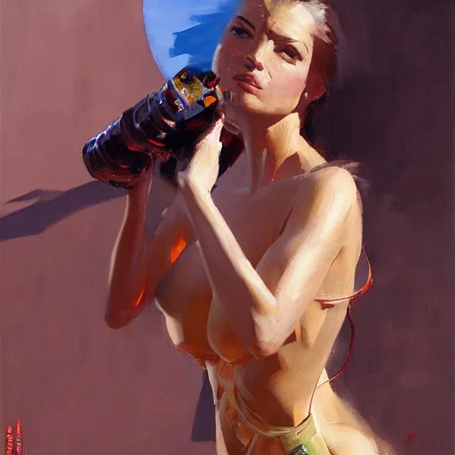 Prompt: greg manchess portrait painting of a drunk robot, medium shot, asymmetrical, profile picture, organic painting, sunny day, matte painting, bold shapes, hard edges, street art, trending on artstation, by huang guangjian and gil elvgren and sachin teng