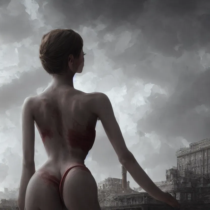 Prompt: a beautiful Cotton Mill Girl, symmetrical body, centered, dramatic angle, ornate, details, smooth, sharp focus, illustration, realistic, cinematic, artstation, award winning, rgb , unreal engine, octane render, cinematic light, macro, depth of field, blur, red light and clouds from the back, highly detailed epic cinematic concept art CG render made in Maya, Blender and Photoshop, octane render, excellent composition, dynamic dramatic cinematic lighting, aesthetic, very inspirational, arthouse by Henri Cartier Bresson