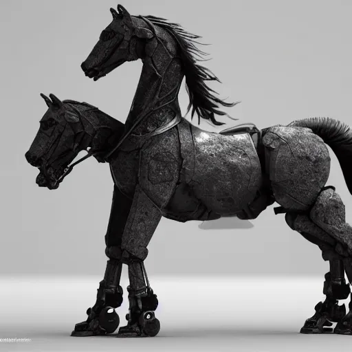 Prompt: a robot similar to a horse, octane render, photorealistic, octane render