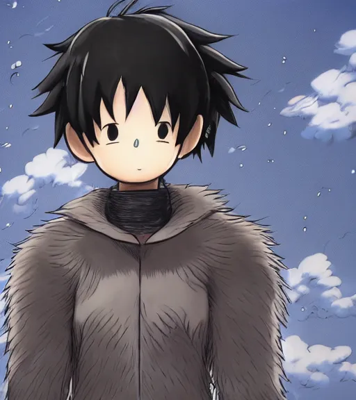 Image similar to attractive little boy wearing an cyborg bear suit, artwork in kentaro miura and made in abyss and inazuma eleven, smooth, beautiful lightness, anatomically correct, trending on pixiv, sensual composition